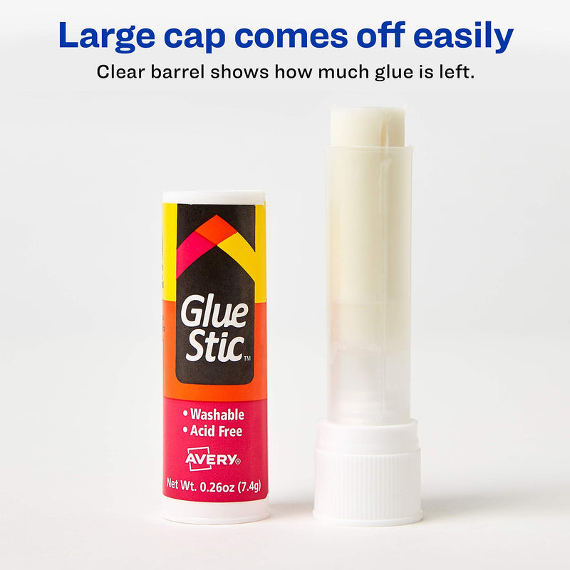 Avery Glue Stic White, 0.26 oz., Washable, Nontoxic, Permanent Adhesive, 1 Glue Stick (00166)