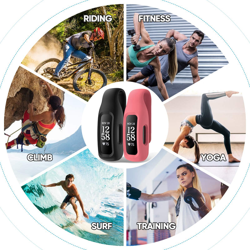 EEweca 3-Pack Clip Case Accessory for Fitbit Ace 3 & Inspire 2, Black+Black+Black (not for Inspire, Inspire hr, ace 2)