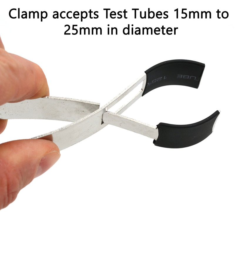 Economical Stainless Steel Spring Clip Test Tube Holder with Wooden Handle - Eisco Labs