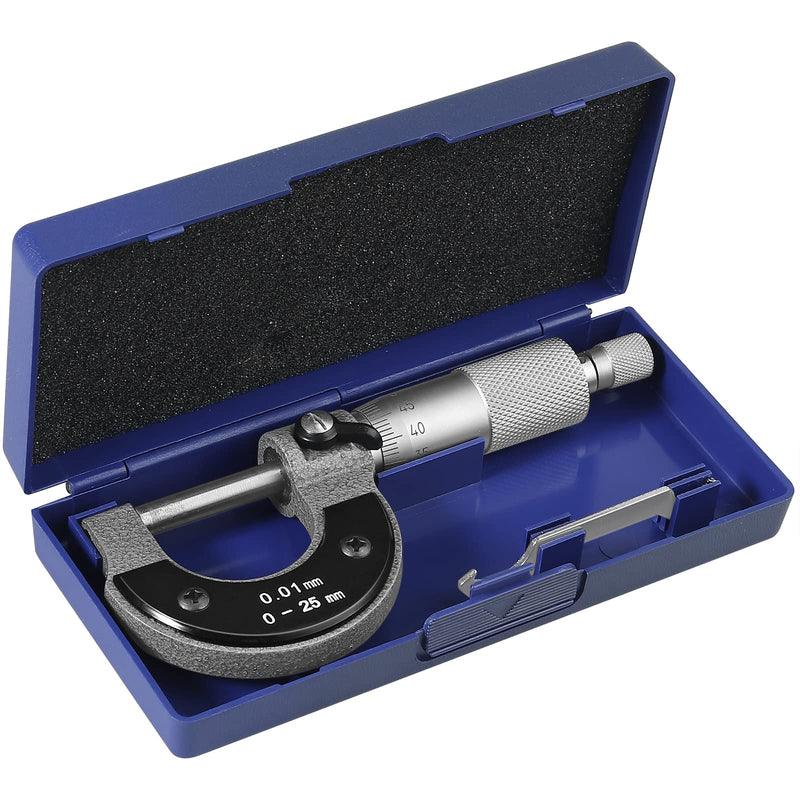 AUTOUTLET outside micrometer 0-25 mm, micrometer screw outside micrometer measuring screw 0.01 mm resolution, metric external micrometer caliper