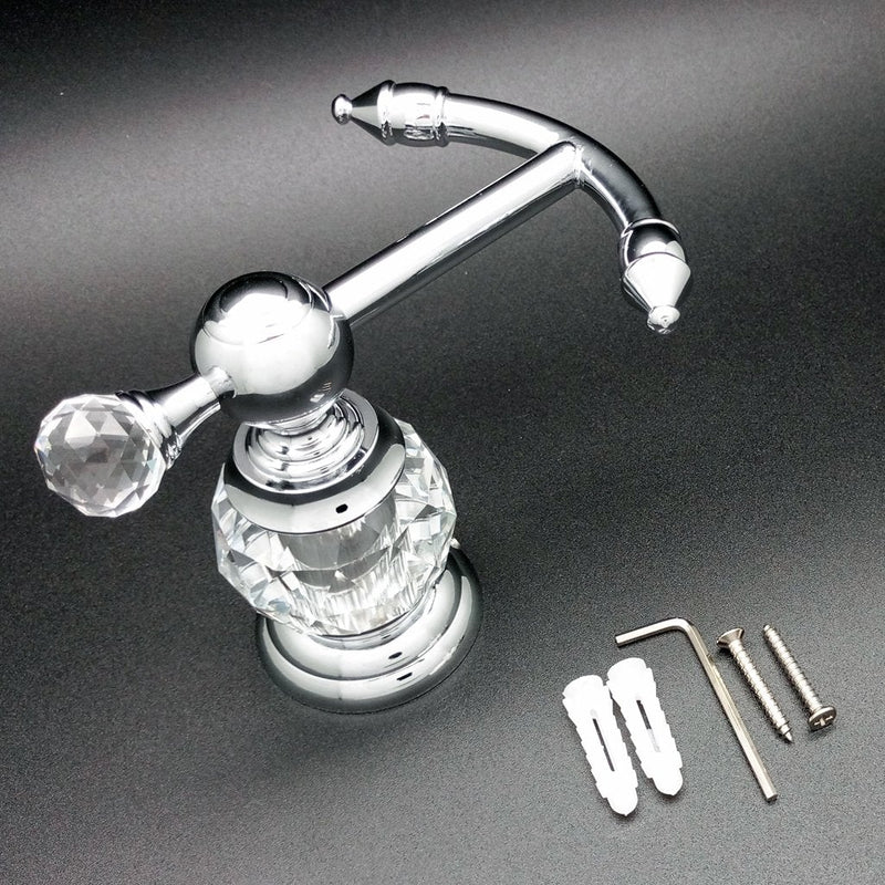 Kabter Crystal Series Brass Bathroom Towel Coat Hook, Polished Chrome