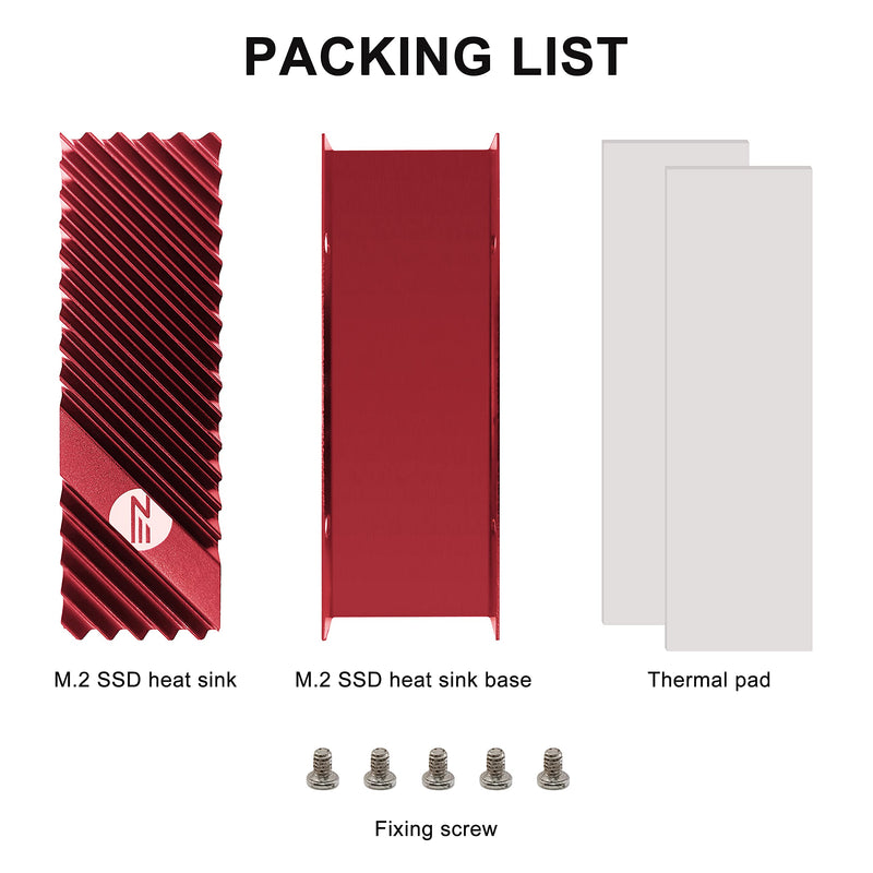 EZDIY-FAB M.2 SSD heatsink 2280, Double-Sided Heat Sink, High Performance SSD Radiator for PC / PS5 for PCIE NVME M.2 SSD or SATA M.2 SSD- Red