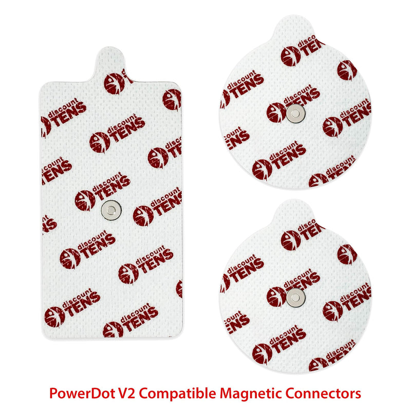 PowerDot 2.0 Compatible Electrodes with Magnetic Connector. 12 Premium PowerDot 2.0 Compatible Replacement Pads (Version 2 - Magnetic) Version 2.0 - Magnetic