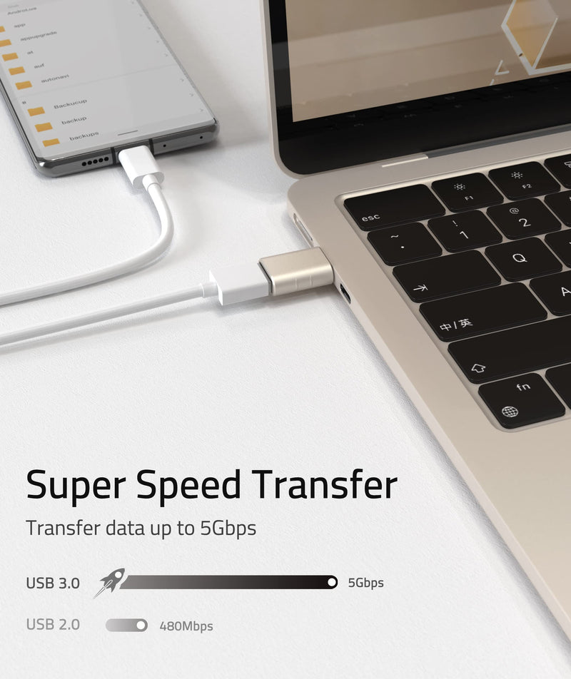 Syntech USB C to USB Adapter Pack of 2 USB C Male to USB3 Female Adapter Compatible with MacBook Pro 2021 iMac iPad Mini 6/Pro MacBook Air 2022 and Other Type C or Thunderbolt 4/3 Devices Starlight