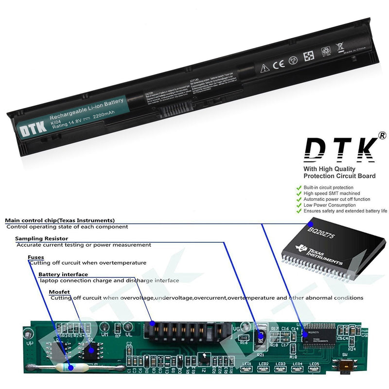 KI04 K104 800049-001 800009-421 TPN-Q159 DTK Laptop Battery Replacement for HP Pavilion 14-AB / 15-AB / 15-an / 17-G/Gaming 15-AK Series Notebook,[14.8V 2200mAh]