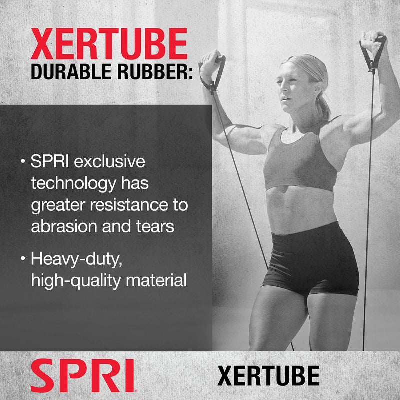 SPRI Xertube Resistance Bands with Handles – All Exercise Cords Sold Separately with Home Gym Fitness Door Anchor Attachment Option c) Medium (Red) With Door Attachment
