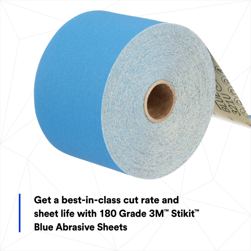 3M Stikit Blue Abrasive Sheet Roll 36221, Body Repair, Featheredging, 180 Grade, 2.75 in x 30 yd