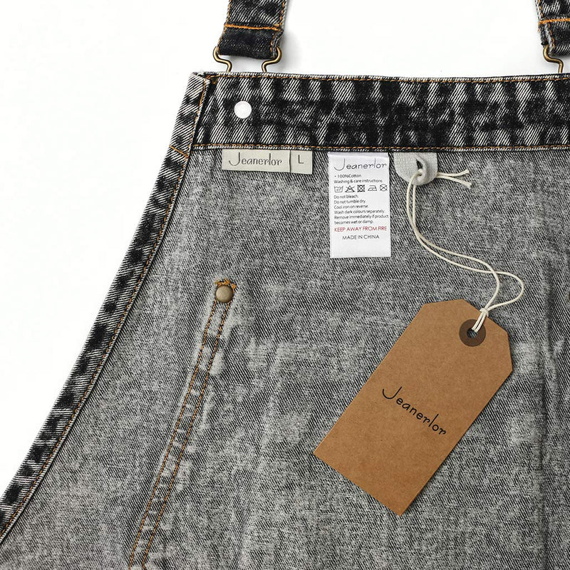 Jeanerlor - Denim Apron with Pockets for Hair Stylist Gardening Craftsmen Barista Women Hairdresser Jean Work Apron Cross Straps & Adjustable S to L ( Black ) Medium