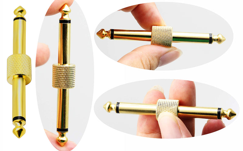 zdyCGTime 2-Pole 6.35mm 1/4"Audio Mono Male to Male Pedal Coupler Guitar Effects Pedal to Pedal Connector (Gold-2 Pack)(2-Pole)