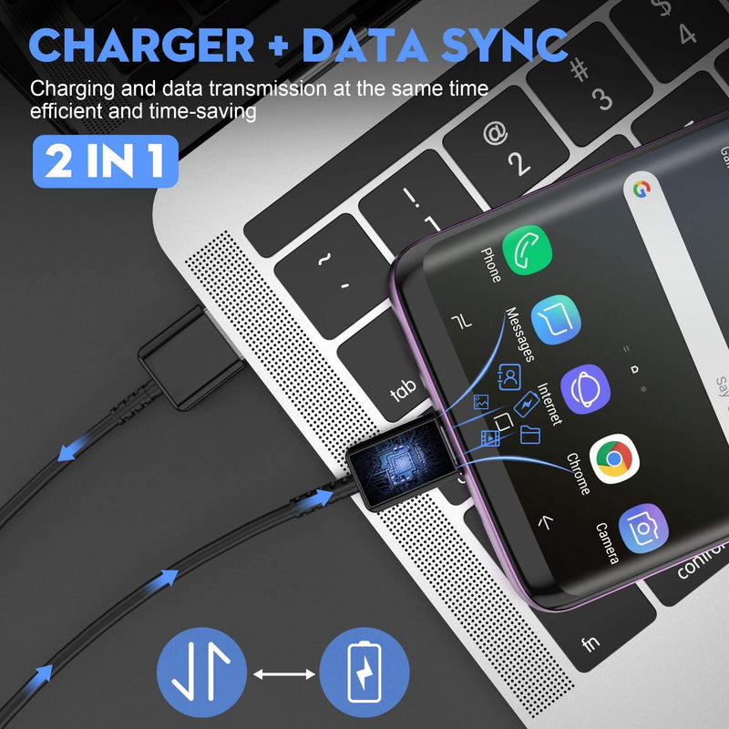 Samsung Fast Charger with USB Type C Cable 6ft for Samsung Galaxy S10/S10e/S10 Plus/S9/S9 Plus/S8/S8 Plus/A13/A03s/A30/A31/A32/A50/A51/A52/A53/Note 20/Note 10/Note 9/Note 8/S20/S20+/S21/S21+/S22 Ultra Black