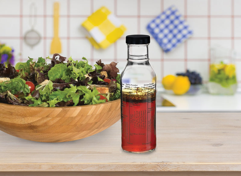 Kolder Salad Dressing Bottle, Glass, 13-Ounce, Made in the USA, white Classic