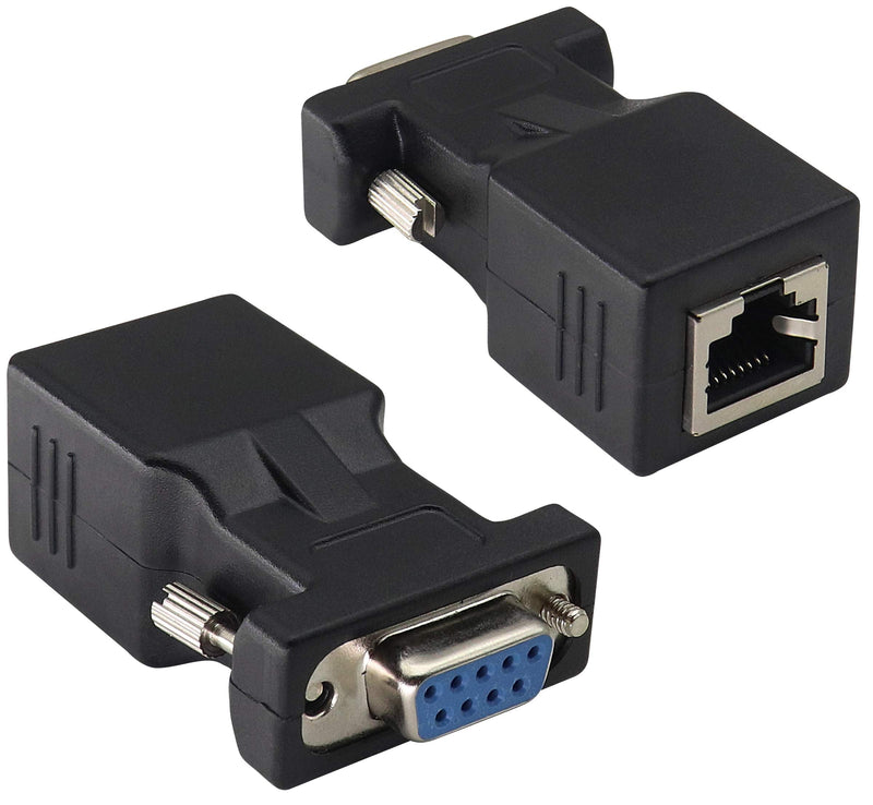 AAOTOKK DB9 to RJ45 Extender DB9 9Pin Serial Port Female&Male to RJ45 CAT5/6 Ethernet LAN Network Adapter for Multimedia Video & Extend Transmission Distance Adapter of DB9 Devices(2 Pack-Male&Female) Male&Female
