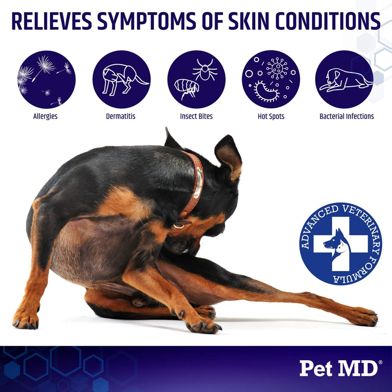 Pet MD Hydrocortisone Spray for Dogs, Cats, Horses - Itch Relief Spray for Hot Spots, Flea and Insect Bites, Irritated Dry Itchy Skin, Allergies, and Dermatitis - Reduces Topical Inflammation - 4 oz