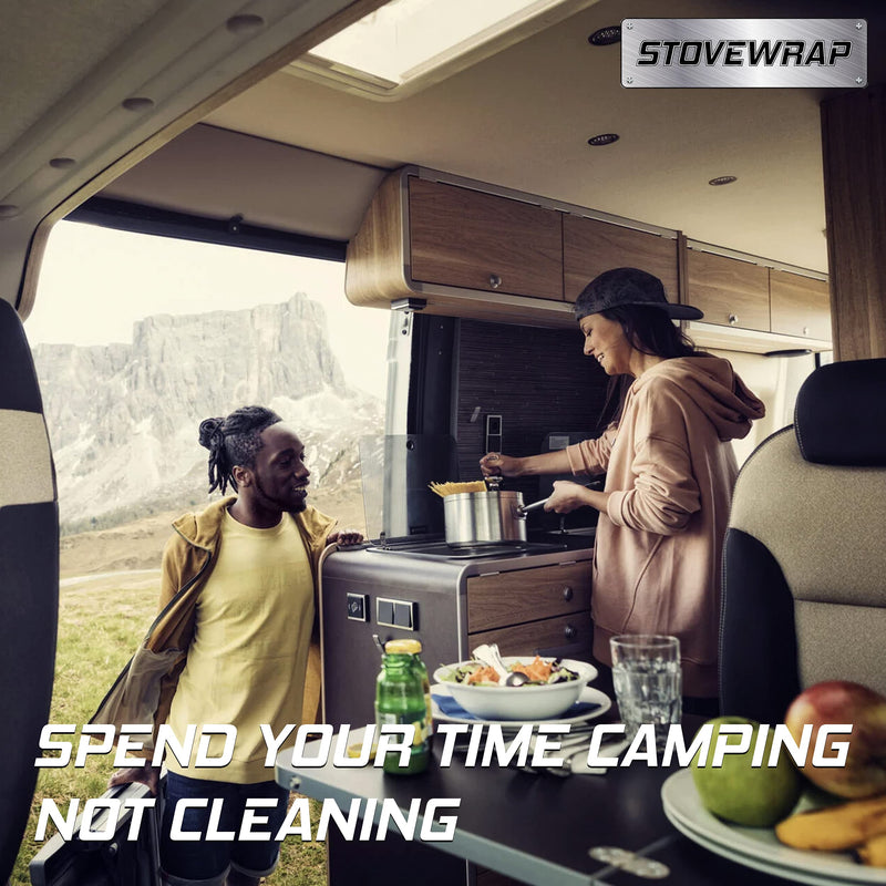 Stove Wrap – Stovetop Protector & Splatter Guard – Pre-cut to fit Atwood, Dometic and Wedgwood Vision 3-burner RV Stoves, Ranges and Cook-tops No More Scuffs, Scratches or Burnt on Messes