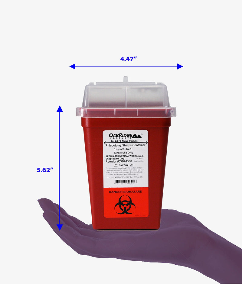 OakRidge Products 1 Quart Size Sharps and Biohazard Disposal Container,