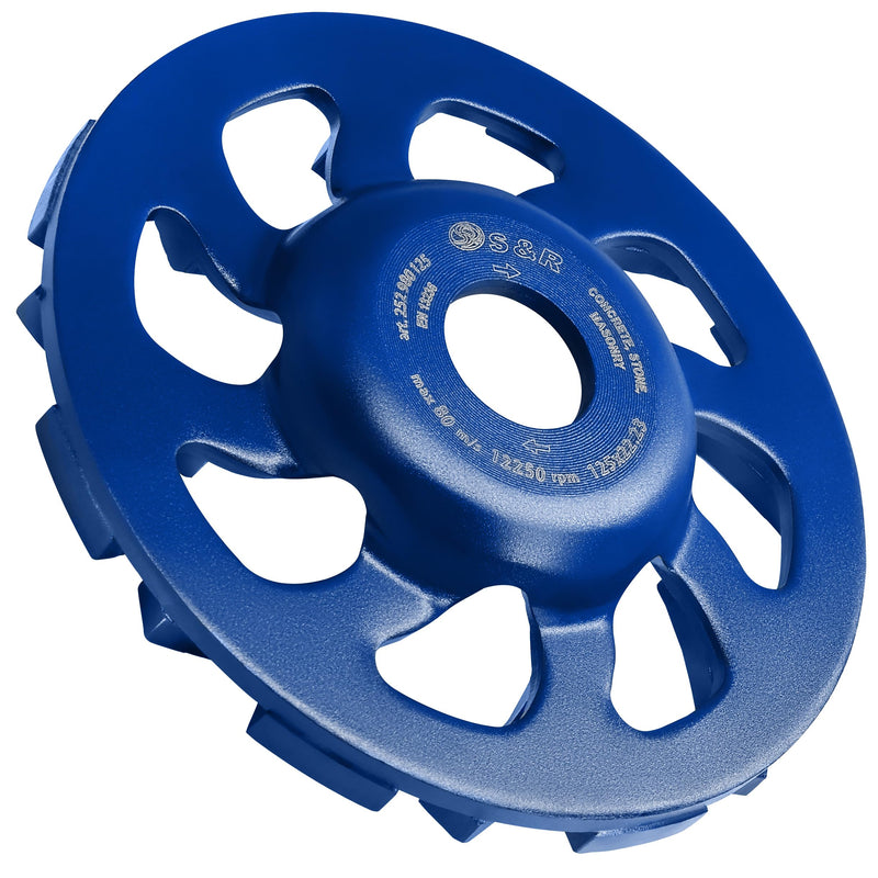 S&R diamond cup wheel 125 mm in industrial quality for hard concrete, natural stone, masonry, diamond cup wheel, concrete grinder, grinding plate for angle grinder 125 Modern Blue