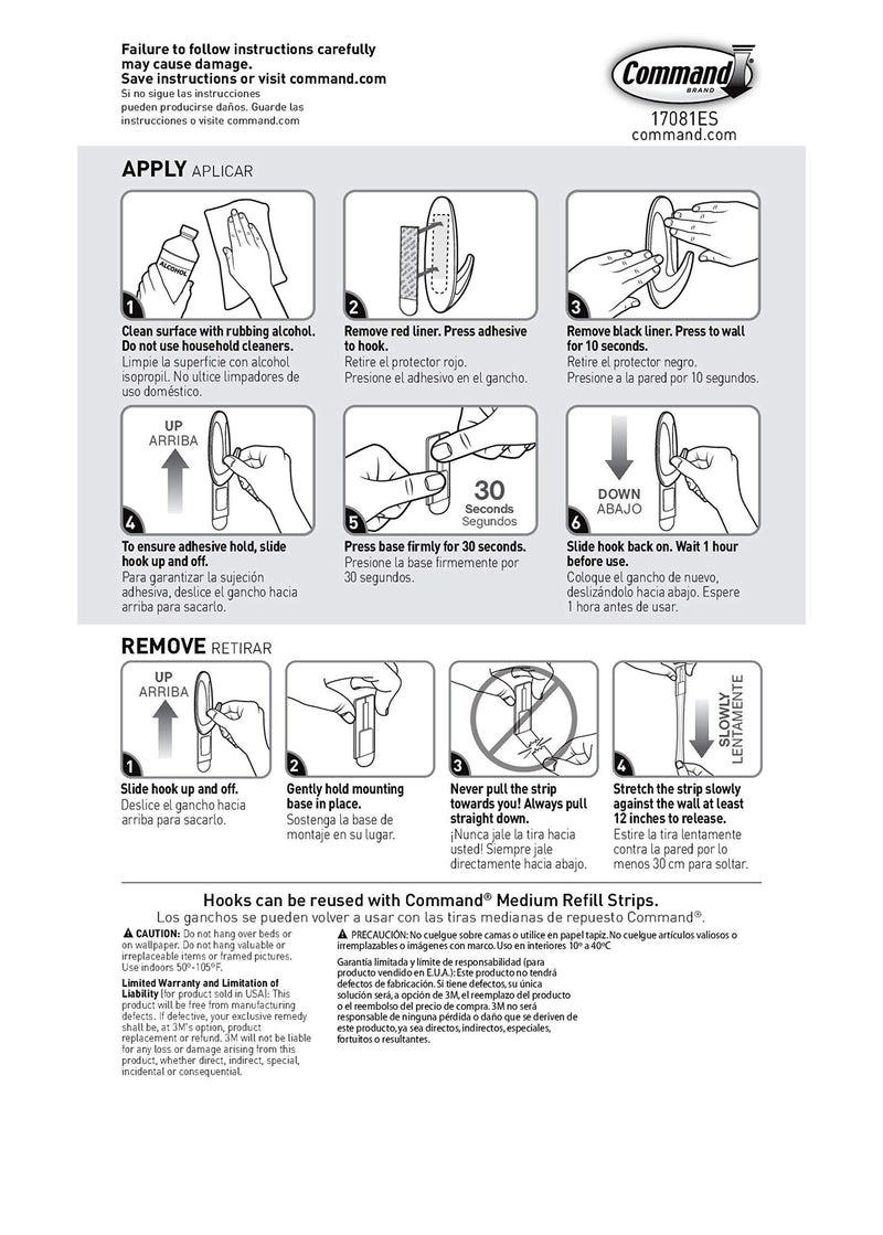 Command Medium Designer Hooks, White, 9-Hooks, 12-Strips, Organize & Decorate Damage-Free 9 Hooks