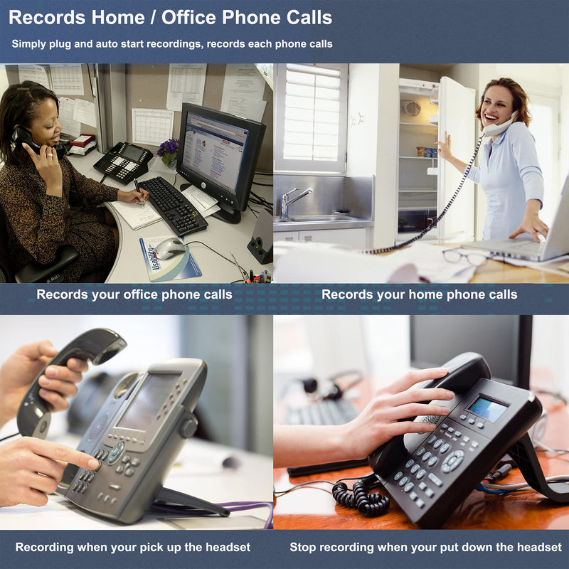 Telephone Recorder,32GB USB Telephone Phone Voice Recorder,Mini Telephone Recorder for Landline,Get Power from Telephone System(Less Charging time)