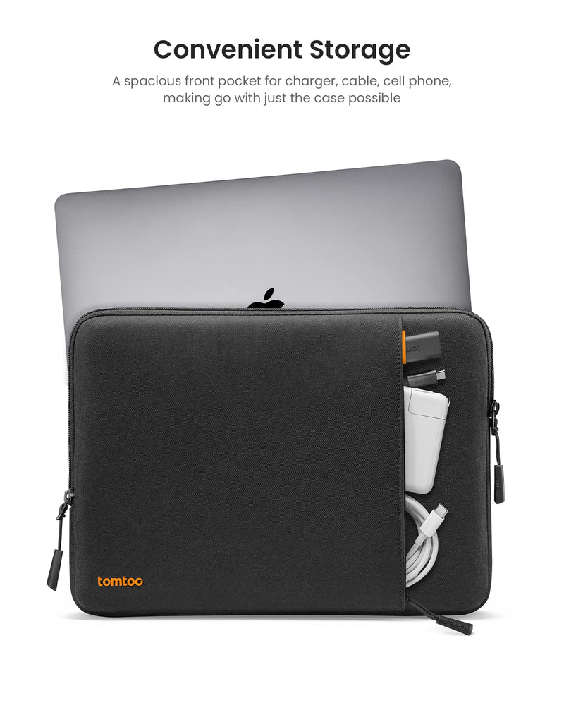 tomtoc 360 Protective Laptop Sleeve for 14-inch MacBook Pro M1 Pro/Max A2442 2021, Shockproof, Water-Resistant, Lightweight MacBook Case Bag with Accessory Pocket Black 14-inch for New MacBook Pro