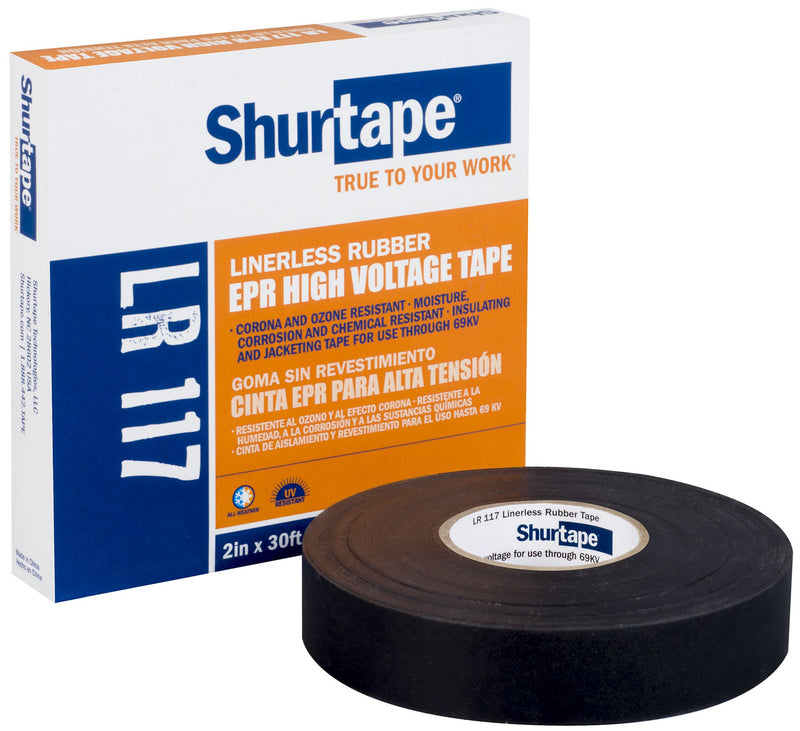 Shurtape LR 117 All-Weather, High Voltage Liner-less Rubber Electrical Tape, 30 Mil, Black, 3/4 Inch x 30 Feet, 1 Roll (104730)