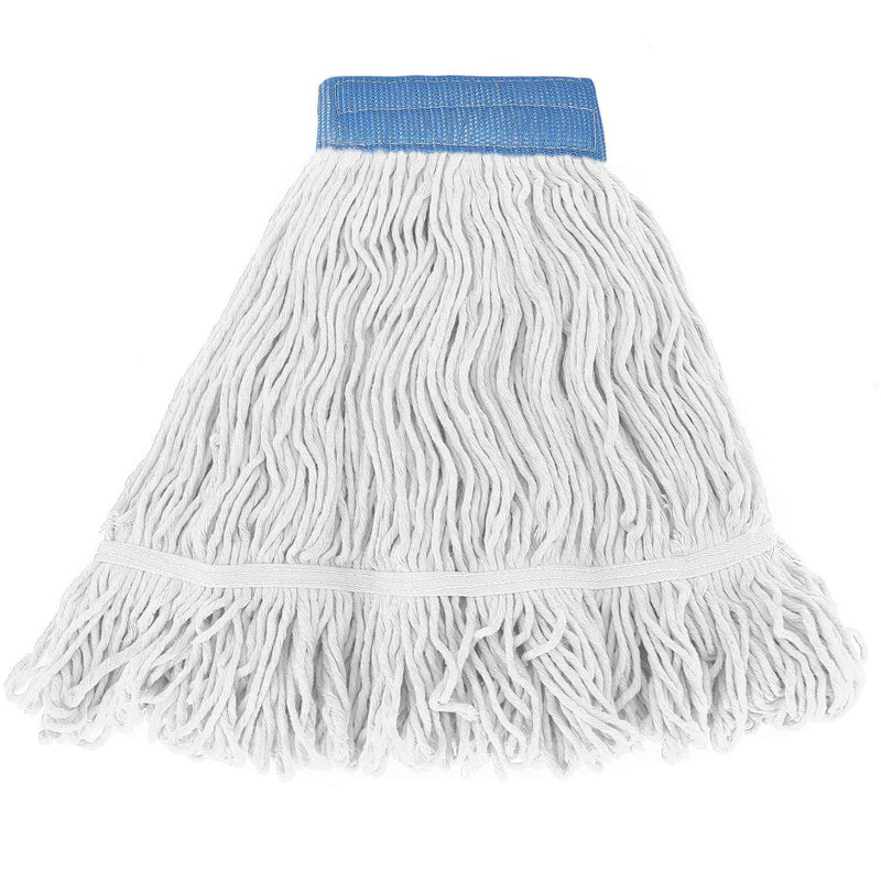 Loop-End Commercial String Mop Head, 6 Inch Headband, Mop Head Replacement for Home, Industrial and Commercial Use (White) White