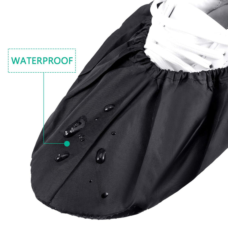 SATINIOR Reusable Shoe Covers Slip Resistant Waterproof Boot Covers Elasticity Convenience Dustproof Overshoes Machine Washable for Household Carpet Floor Protection,Black (3 Pairs) 3