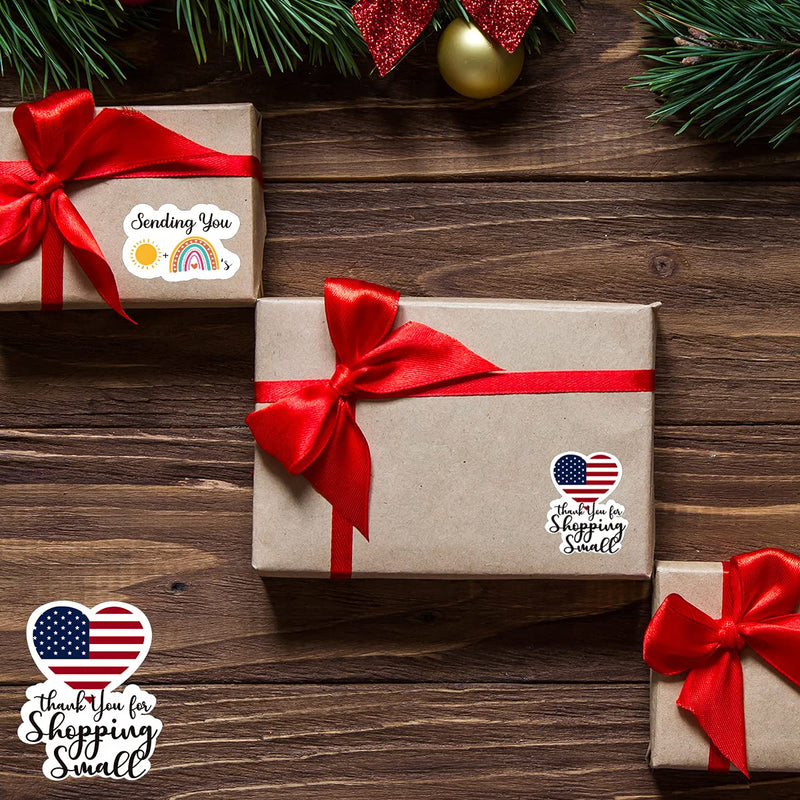 Littlefa 1.5” Thank You Stickers,Thank You with America Flag Design Stickers,Bakeries Stickers,Handmade Stickers,Small Business Stickers, Envelopes Stickers, Gift Bags Packaging 500 PCS