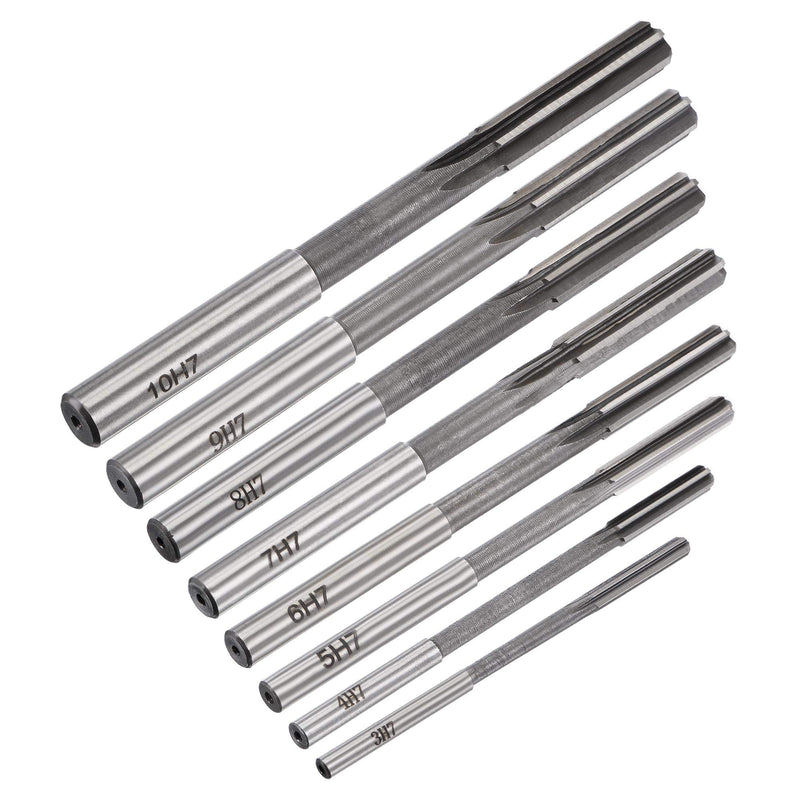 uxcell Chucking Reamer Set Lathe Machine Reamer Straight Flute Milling Cutter High Speed Steel H7 Tolerance (3mm 4mm 5mm 6mm 7mm 8mm 9mm 10mm) 8pcs