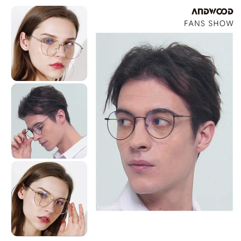 Blue Light Blocking Glasses Women Men Small Face Computer 2 Pack Bluelight Blocker Metal Frame Round (2pack)rose Gold+silver | Anti-blue Light Lens