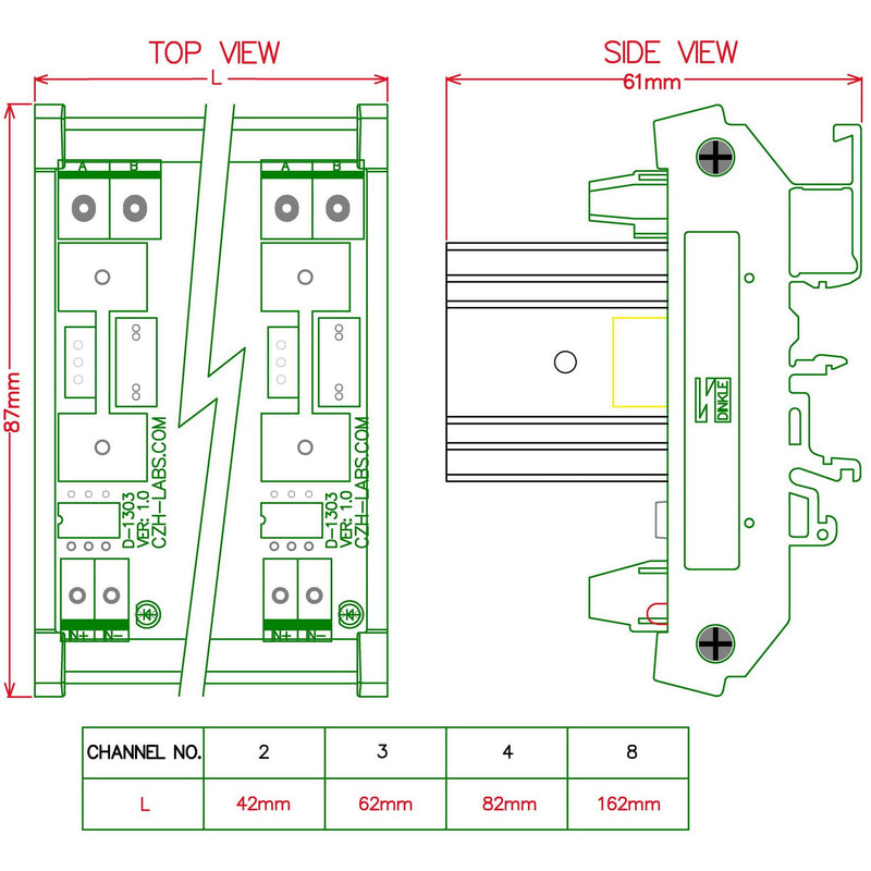 CZH-LABS DIN Rail Mount 8 Amp Solid State Relay SSR Module, in 4~32VDC, Out 100~240VAC. (2 Channels) 2 Channels