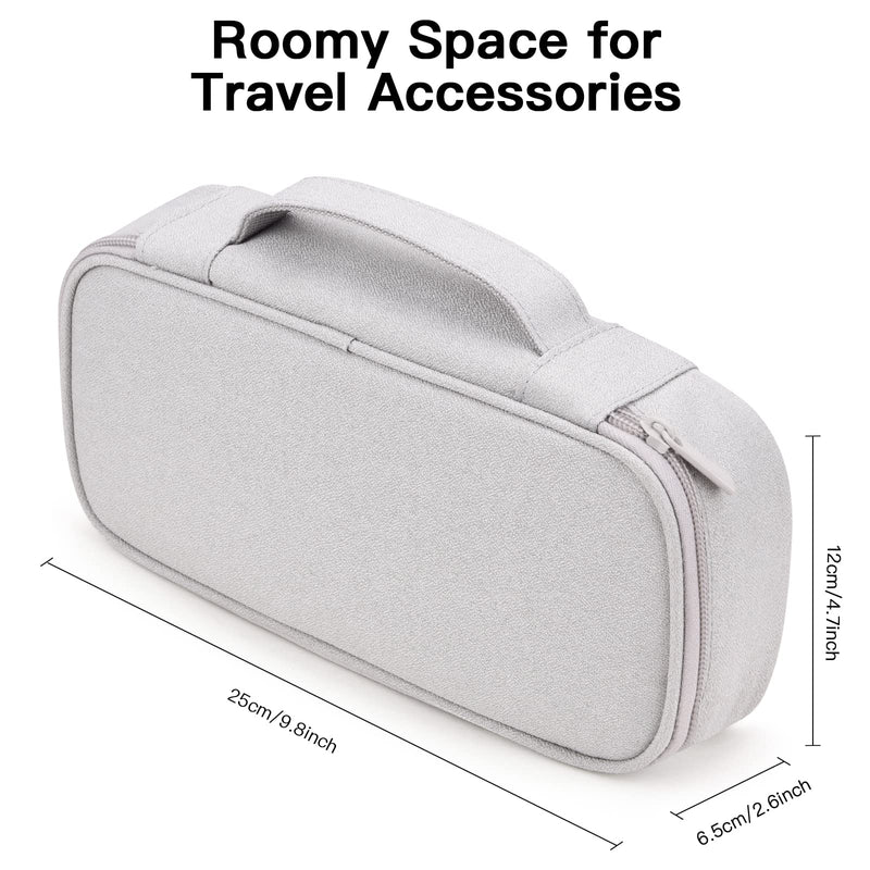 Charger Organizer Case, Travel Accessories Pouch Bag for Cable & Cords, External Hard Drive, Portable Power Bank (Light Grey) Large Light Gray-L