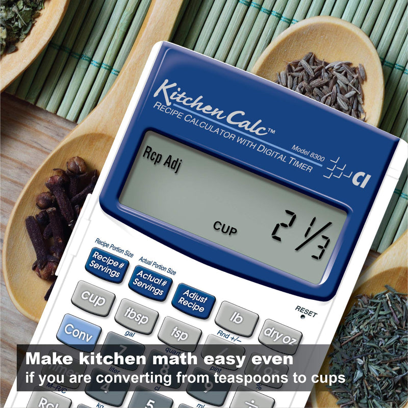 Calculated Industries 8300 KitchenCalc Recipe Conversion and Culinary Math Calculator with Digital Timer for Chefs, Culinary Students, Home Cooks and Bakers | Scale Recipes, Menu Plans, Portion Sizes Handheld