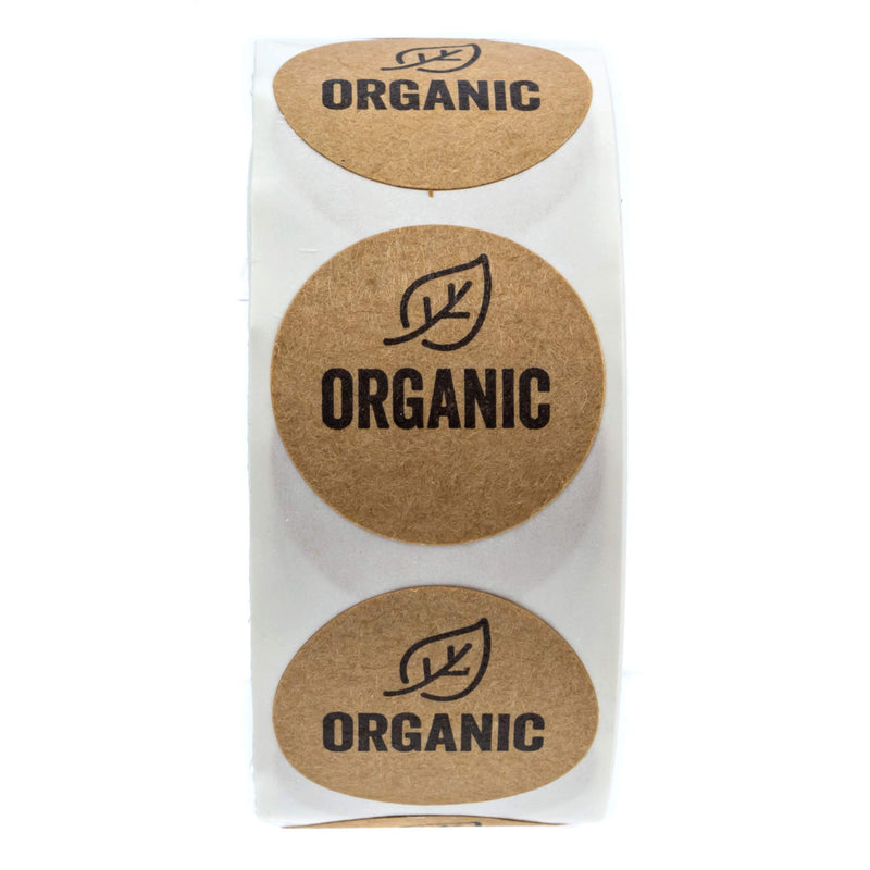 Organic Made Stickers / 1" Inch Round Natural Kraft Organic Stickers/Organic Labels 500 Labels per roll