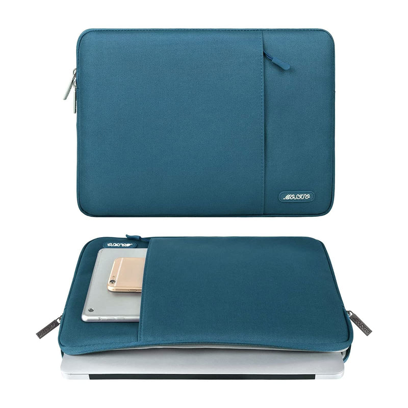 MOSISO Laptop Sleeve Bag Compatible with MacBook Air/Pro Retina, 13-13.3 inch Notebook,Compatible with MacBook Pro 14 inch 2021 2022 M1 Pro/Max A2442,Polyester Vertical Case with Pocket, Deep Teal 13.3-inch