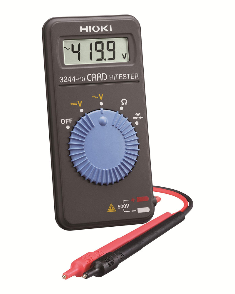 Hioki 3244-60 Card HiTester and Digital Multimeter, 41.99 Megaohms Resistance, 500V AC/DC Voltage