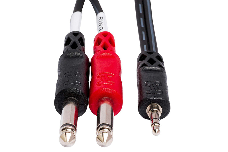 Hosa CMP-159 3.5 mm TRS to Dual 1/4" TS Stereo Breakout Cable, 10 Feet, Black, 1-Pack