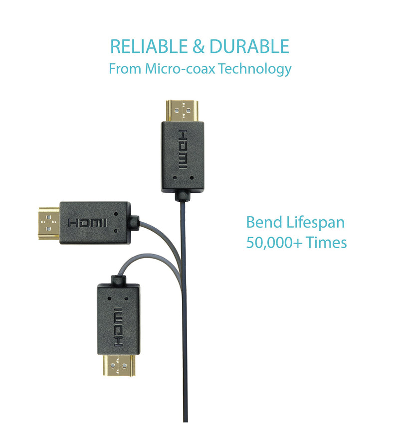 Nanosecond Extreme Slim 2.6â€™ Micro HDMI to Mini HDM Cable -Worldâ€™s Thinnest & Most Flexible HDMI Cable (2.6FT /0.8m) High-Speed Supports Full 1080P, 4K, UltraHD, 3D, Ethernet, and Audio Return Channel