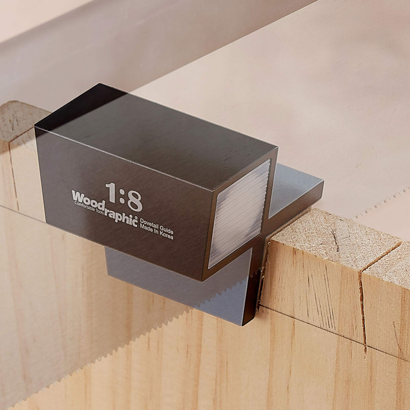 Woodraphic All New Dovetail Jig Marker Hand Magnetic Saw Guide Marking Hand Cut Wood Joints Gauge - Aluminium/Uhmwpe/Neodymium Magnet/Slicone Skin (1:6 for Soft Wood) 1:6 for Soft Wood