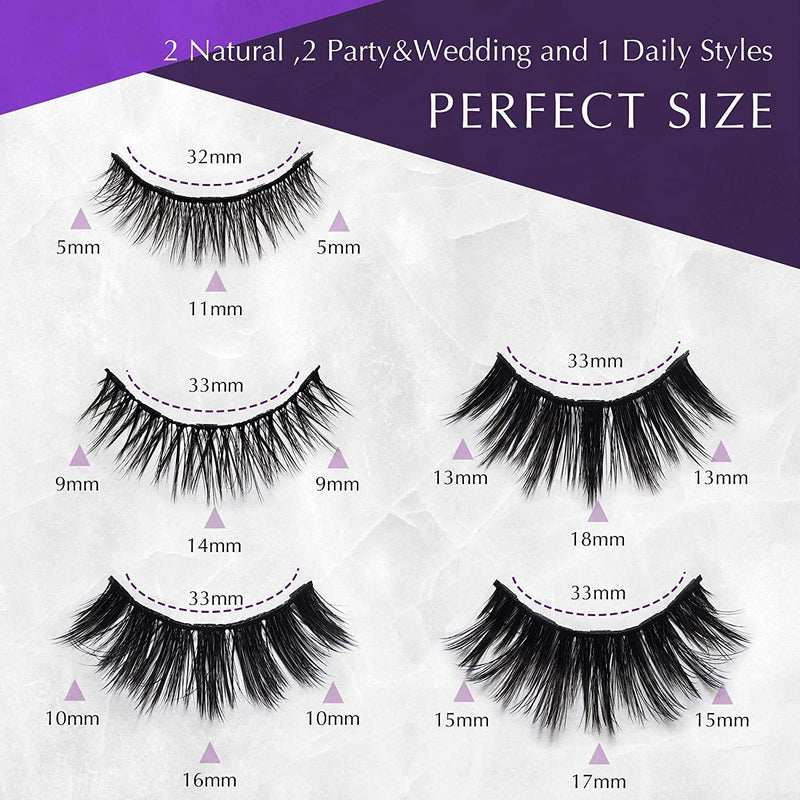 Arishine Magnetic Eyeliner and Lashes Kit, Magnetic Eyeliner for Magnetic Lashes Set, With Reusable Lashes [5 Pairs] 5 Pairs