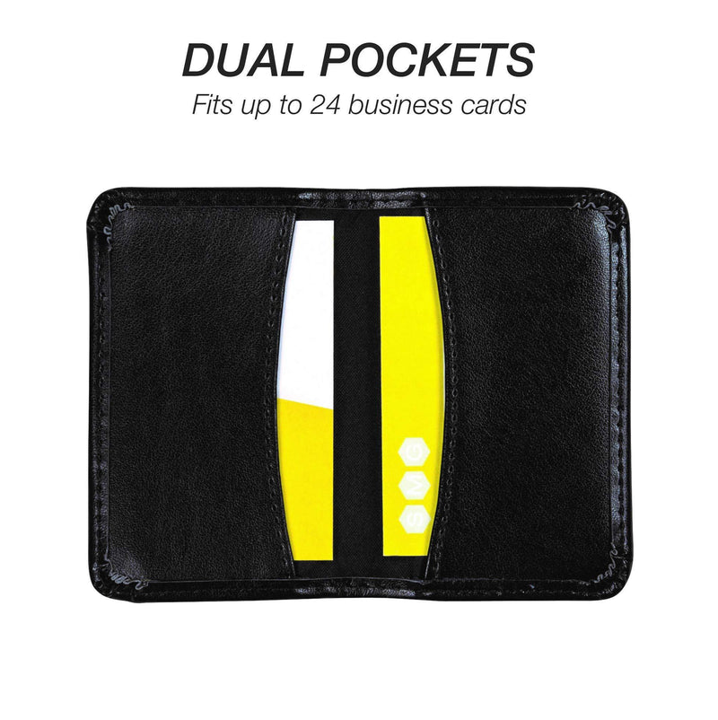 Samsill 81220 Regal Leather Business Card Holder, Case Holds 25 Business, Black