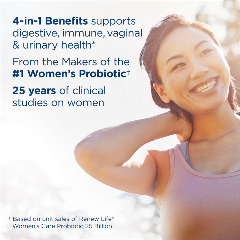 Renew Life Women's Probiotics 25 Billion CFU Guaranteed, 12 Strains, Shelf Stable, Gluten Dairy & Soy Free, 30 Capsules, Ultimate Flora Women's Care 30 Count