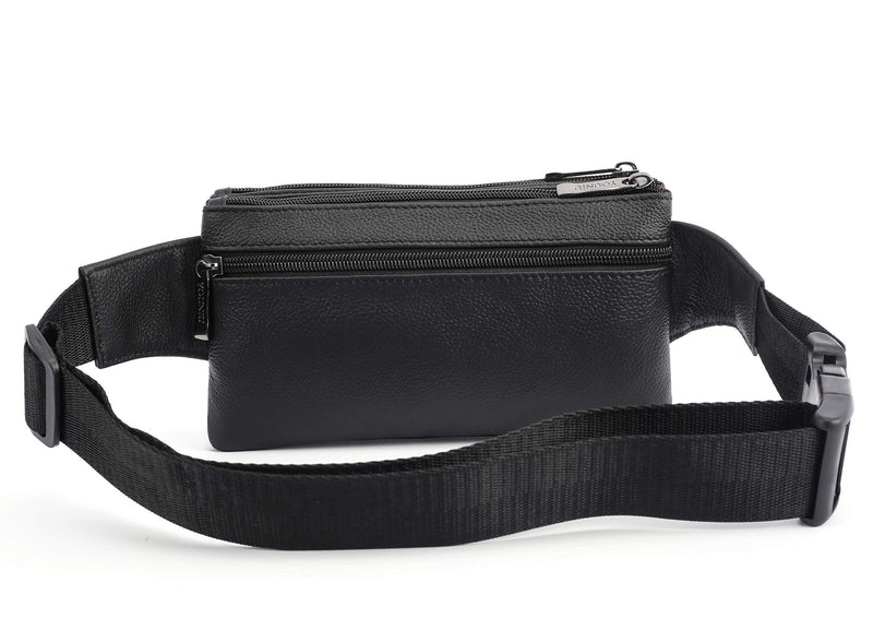 OrrinSports Leather Waist Bag Multiple Pockets Fanny Pack for Women Men Daily Life and Travel Outdoor 01#,Black