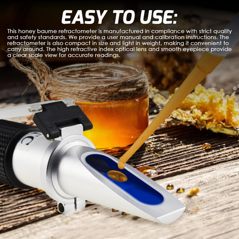 TEKCOPLUS measuring device for determining the refractive index of liquid or solid, transparent substances by refractometry. Tripled size 58-90% Brix