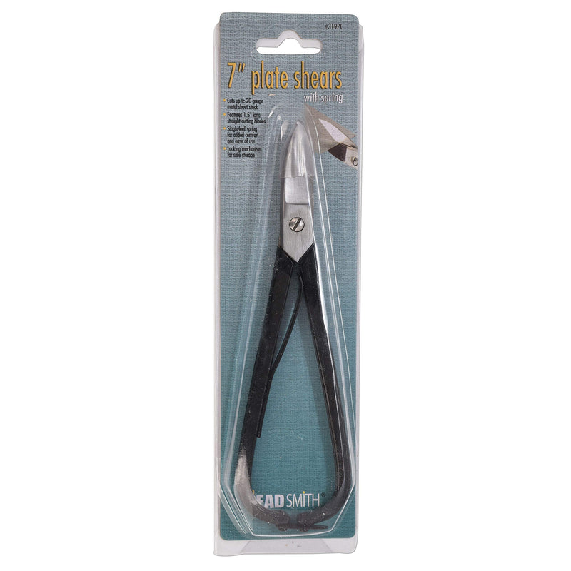 The Beadsmith Metal Plate Shears – 7 inches (178mm) – Steel Blades – Comfort Grip with Single-Leaf Spring Handle – Tool for Cutting Stamping Blanks, Sheet Metal (Up to 20 gauge) and Craft Wire