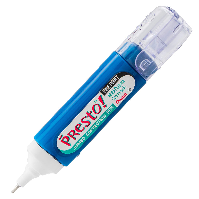 Pentel Presto! Jumbo Correction Pen, Fine Point, Metal Tip, White, 12 ml/0.4 fl.oz. 1 Pack (ZL31WBP-K6)