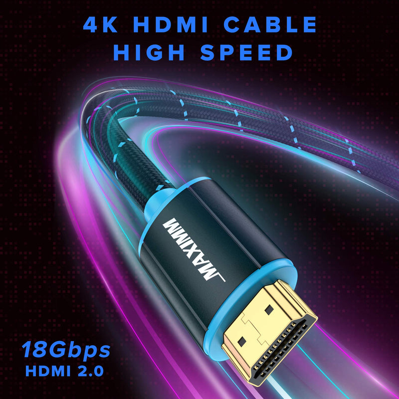 HDMI Cable 4K Ultra HD 8 Foot (3 Pack) Nylon Braided HDMI 2.0 Cable, High Speed 18Gbps 4K@60Hz HDR, 3D, 2160p, 1080p, HDCP 2.2, ARC, HDMI Cables for Monitors, HDTV 8 Feet 3 Pack