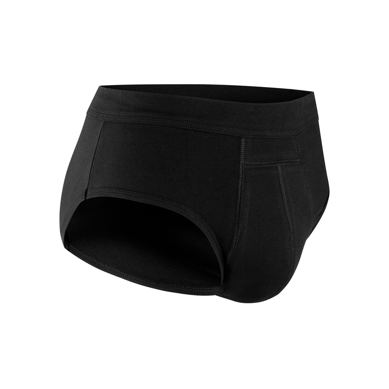 PROTECHDRY - Washable Urinary Incontinence Cotton Brief Underwear for Men, with Front Absorbent Area, Black X-Large X-Large (Pack of 1)