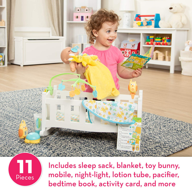 Melissa & Doug Mine to Love Bedtime Play Set for Dolls with Night-Light, Baby Monitors, Mobile, More (11 pcs)