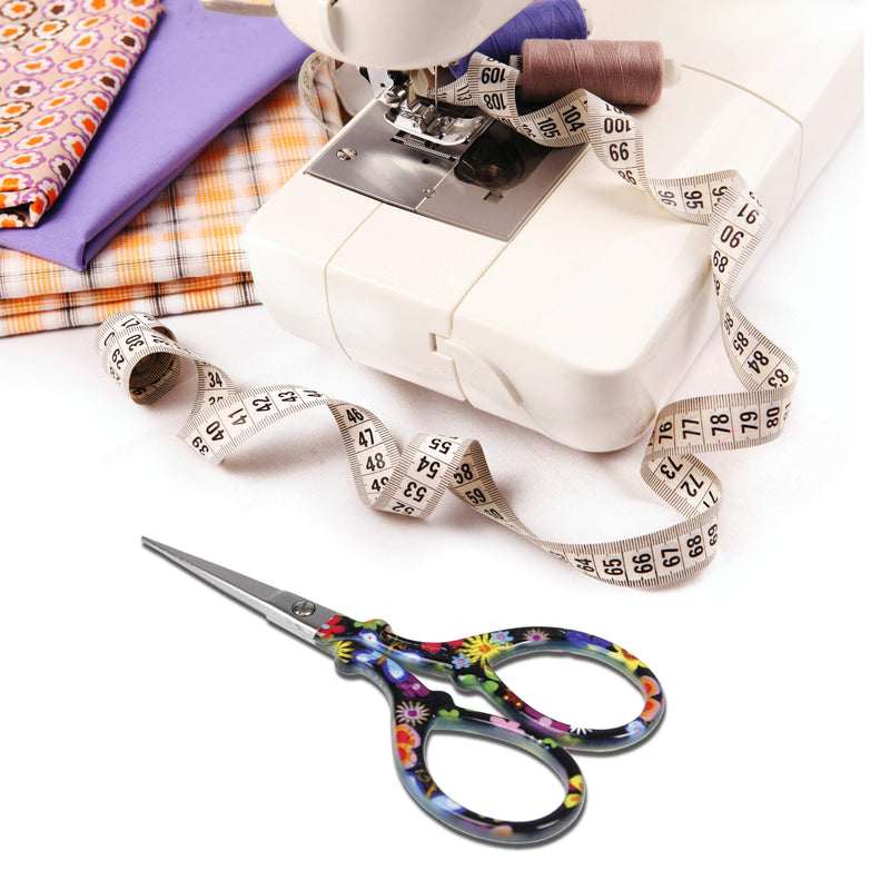 Hisuper Sewing scissors sharp scissors Embroidery Scissors Crafting Threading Scissors with Leather Scissors Cover for Needlework Craft Art Work Manual Sewing Handicraft DIY Tool 3.6 inch Black Flower
