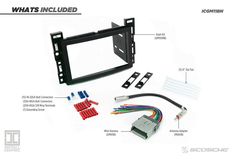 SCOSCHE Install Centric ICGM11BN Compatible with Select GM 2004-09 Double DIN Complete Basic Installation Solution for Installing an Aftermarket Stereo Complete Installation Kit